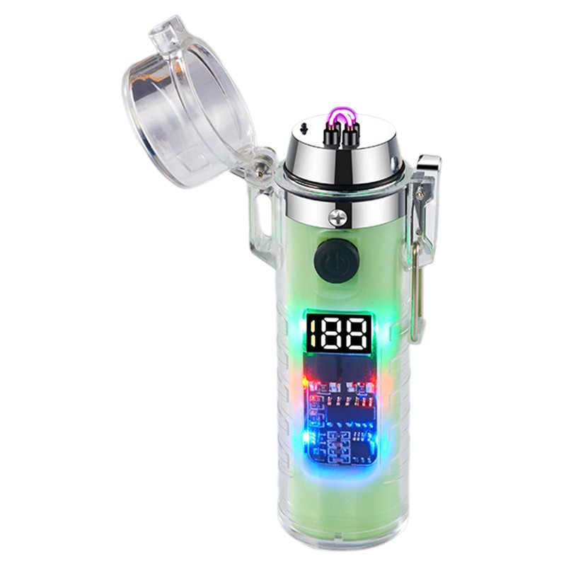 Camping Lighter USB Rechargeable Picnic Lighter Transparent Lighter With LED