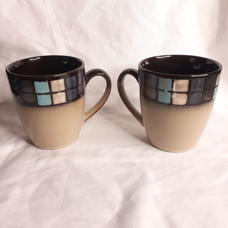 2 Granville By Jaclyn Smith Geometric Block Rim Coffee Mugs