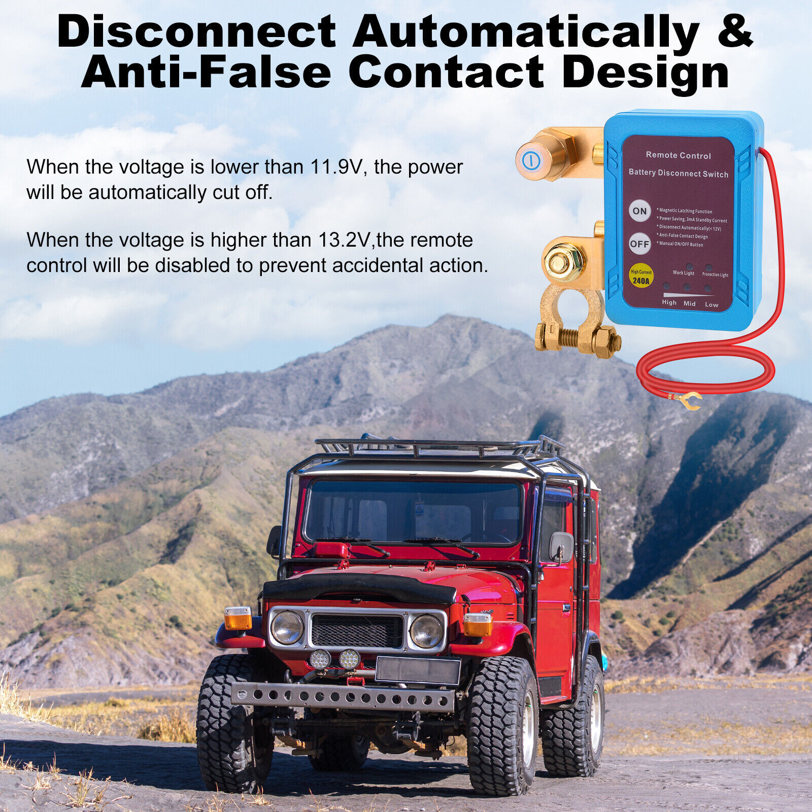 Car Battery Switch Disconnect Power Kill Master Isolator Cut Off Remote Control