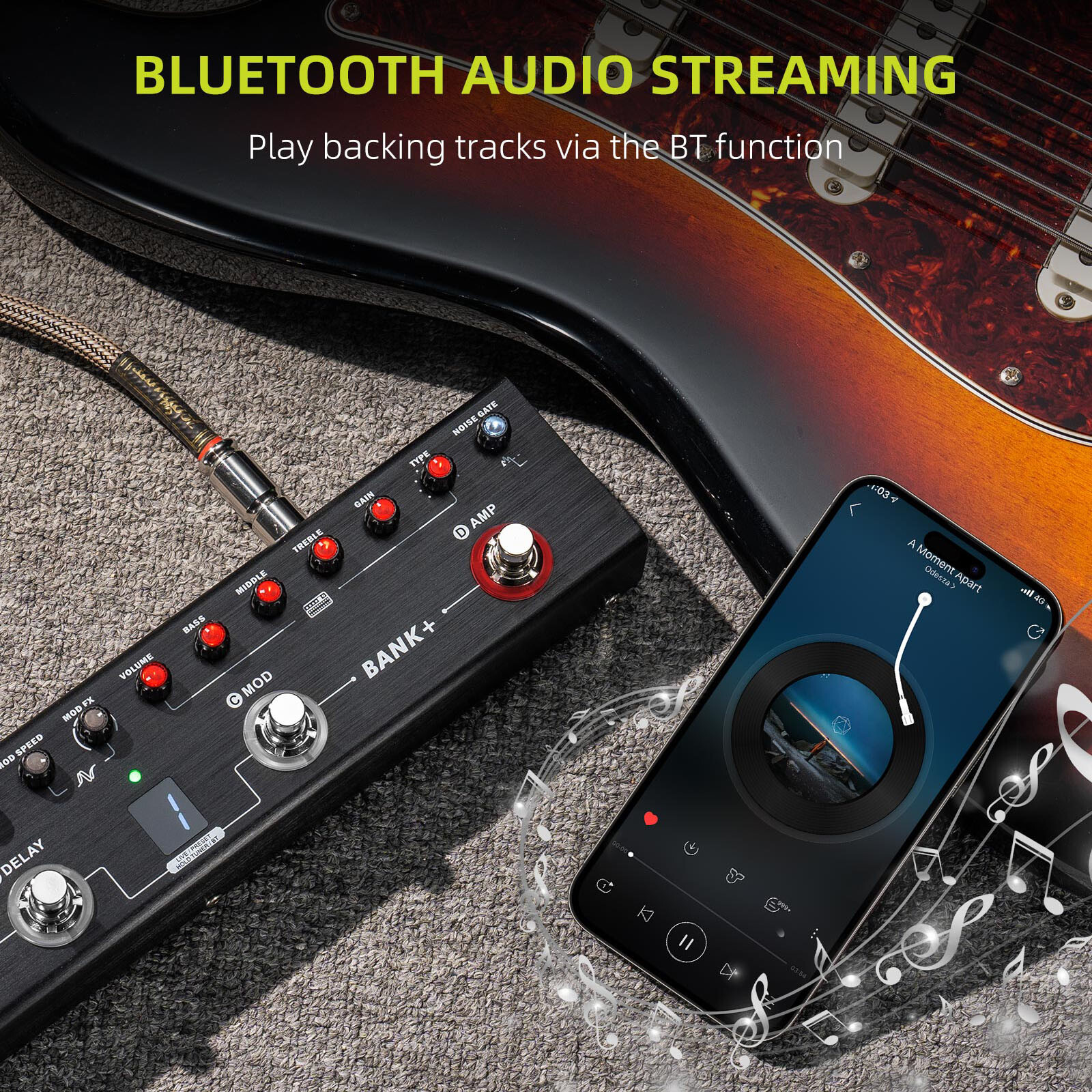 LEKATO Tank-G Multi Effects Guitar Pedal with 36 Presets Editable