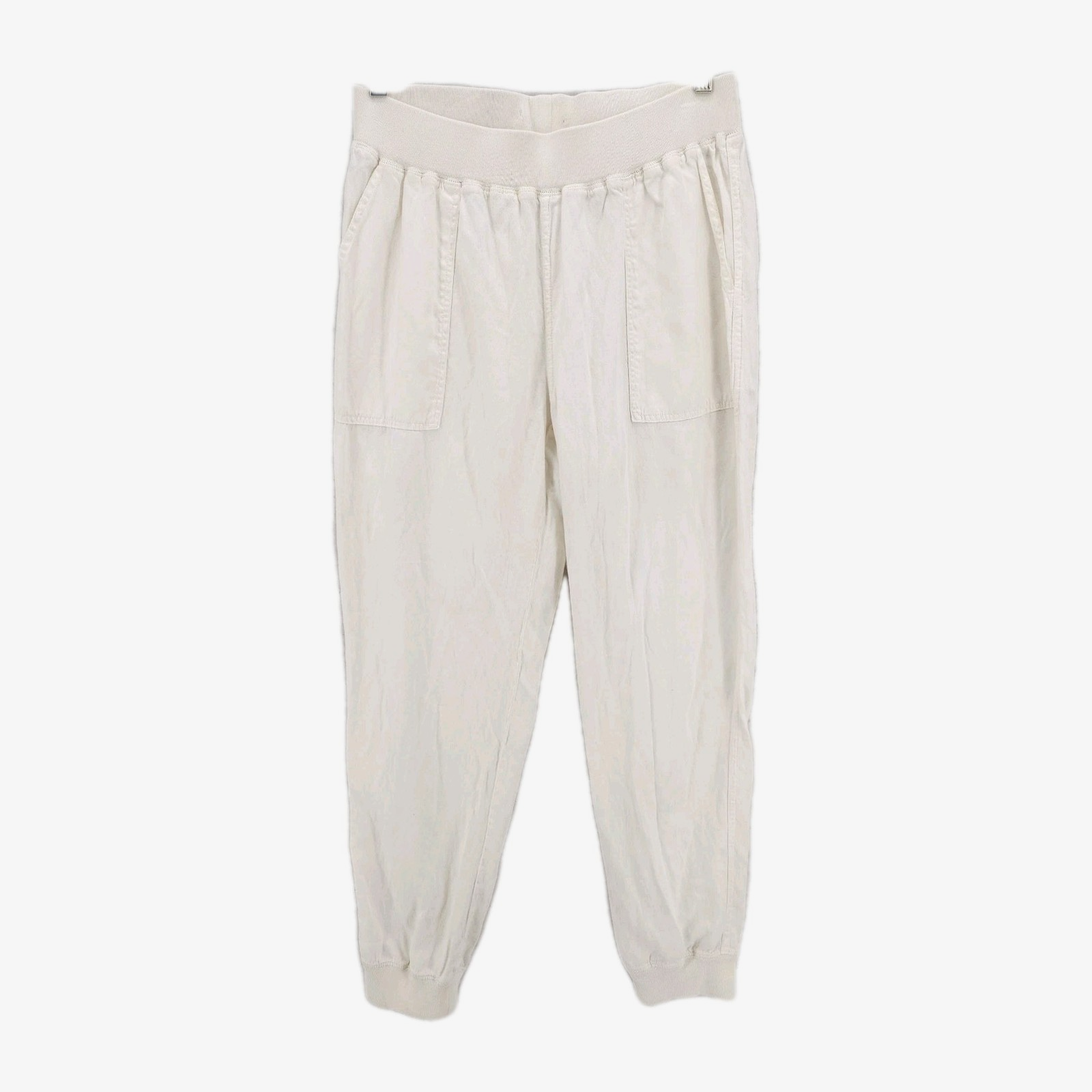 FAHERTY Arlie Day Pant Joggers White Tencel Linen Blend Elastic Waist MEDIUM