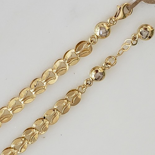 Pre-owned Handmade Womans Diamond Cut Yellow Gold Bracelet 7.5-8.25 Inches Adjustable Size 6 Mm