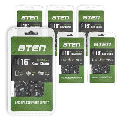 8TEN Chainsaw Chain for Stihl 023 63PM 55 16 Inch .050 3/8 Low Profile 6 Pack