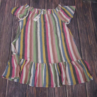 Marine Layer NEW NWT Womens XL Rainbow Stripe Shirley Off The Shoulder Dress