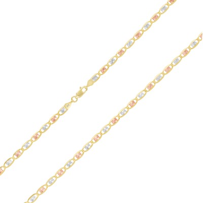 NURAGOLD 10K SOLID YELLOW ROSE WHITE GOLD 4MM DIAMOND CUT VALENTINO CHAIN BRACELET 8.5"