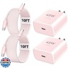 Phone 17 16 Pro Max Charger Fast Charging, 45W Super Fast USB C Charger Block with 10FT Nylon Braided Charging Cable for 17 16 Pro Max/17 16 Pro/16 Plus,15 Pro Max/15 Pro/15, Android Phone-Pink