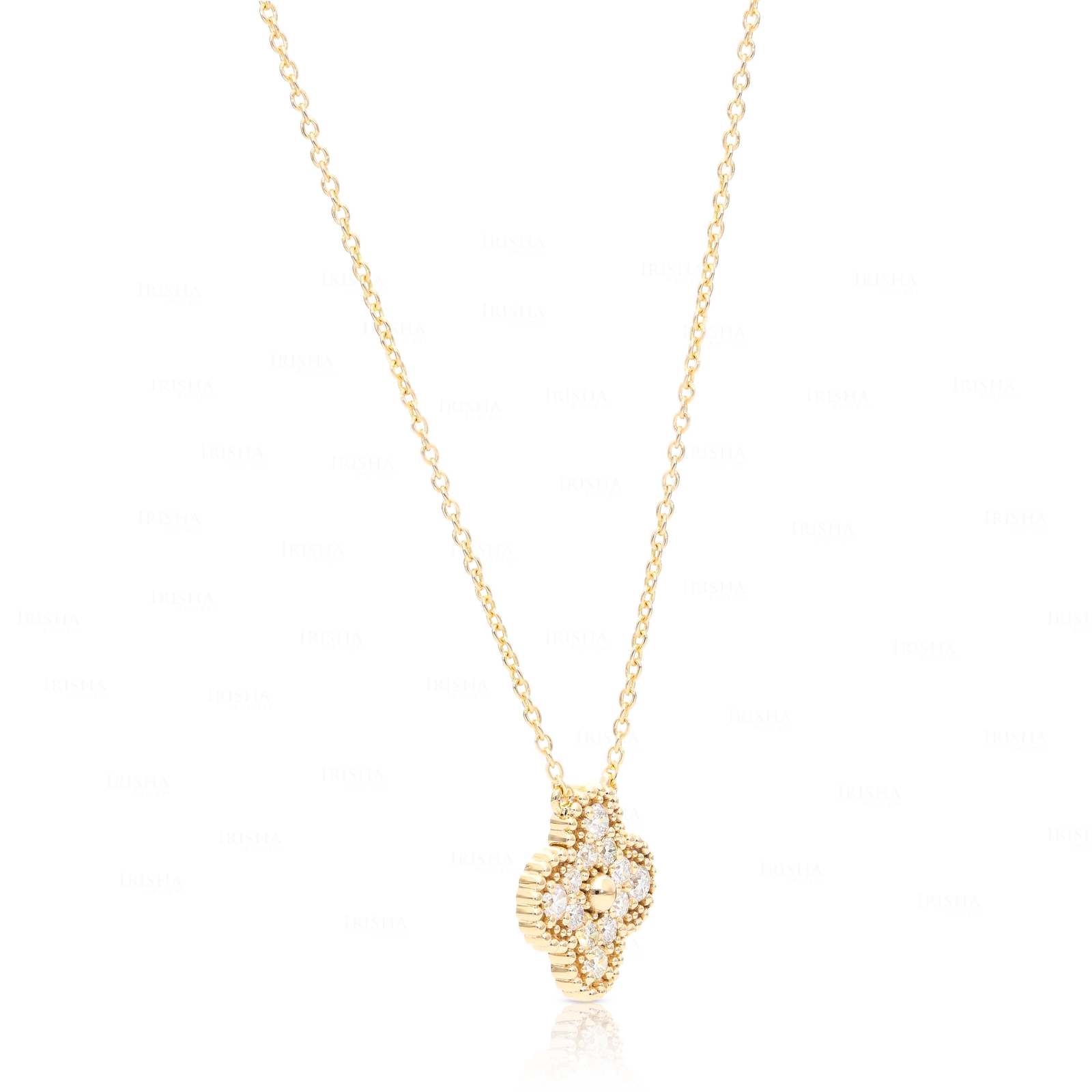 14K Gold 0.40 Ct. Genuine Diamond Vintage Style Floral Pendant Necklace Jewelry - Picture 4 of 9