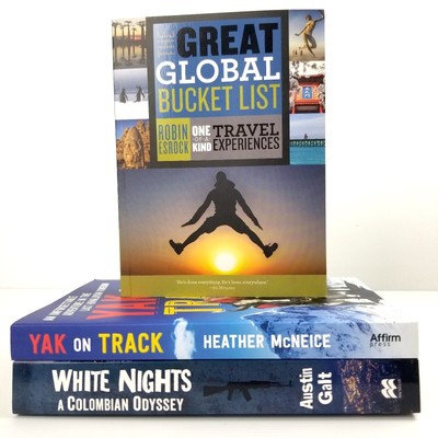3x Travel Book Bundle: Great Global Bucket List, Yak on Track, White Nights, New