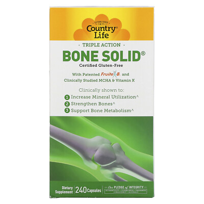 Country Life Bone Solid 240 Capsules Gluten-Free, GMP Quality Assured,