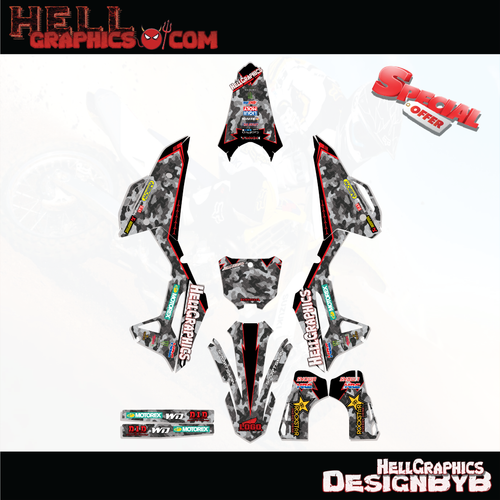Decals For HONDA CRF 250R 450R 2022+ Graphic Kit Stickers ATV Vinyl Camo Gray
