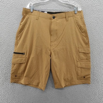 Iron Co Mens Stretch Tech Cargo Shorts 36 Heather Brown 11" Inseam NEW