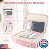 Bible Cover Case for Women Grils, Preppy Bible Bag with Adjustable Shoulder Strap, Waterproof Bible Carrying Tote Bags Holder for Bible Study Supplies Accessories and Christian Gifts (Light Pink)