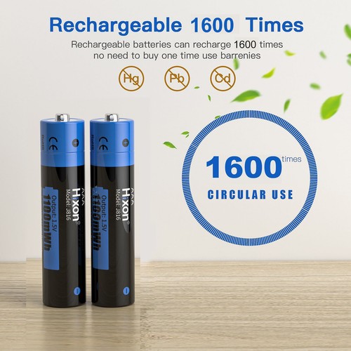 1.5V AAA Rechargeable Batteries 1100mWh USB Lithium Li-Ion battery Charger Lot 