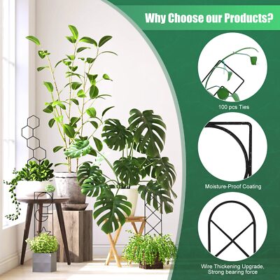 Plant Trellis for Climbing Plants Indoor 15.94Inch Small Garden Metal Houseplant