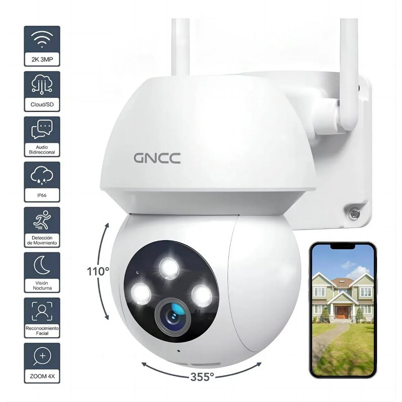 2K Camara De Seguridad 360 Wifi Para Exterior Casa Con Microfono y Audio Alexa