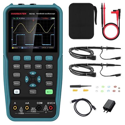 HANMATEK Handheld Oscilloscope 2 Channel 100Mhz 2 in1 Digital Oscilloscope and M