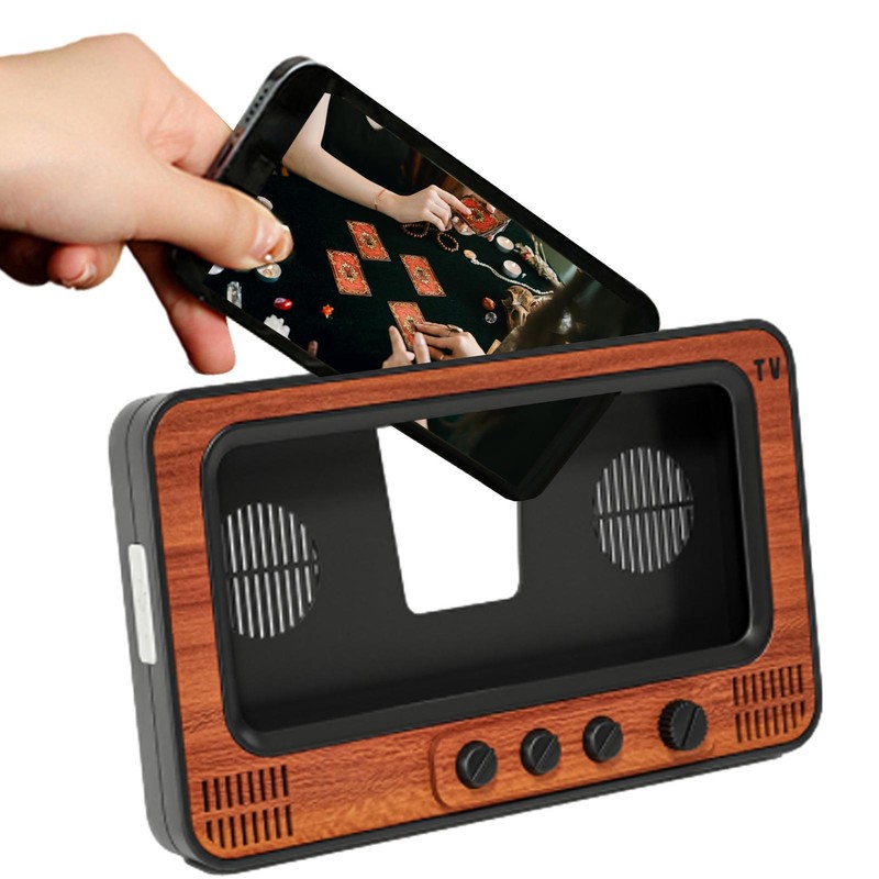 For Phone Creative Wood Tv Style Holder Bracket With Speaker