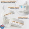 LEVERLOC Soap Dish Holder for Shower Double Layer Suction Cup Wall Mounted NO-Drilling Self Draining Removable Waterproof Strong Suction Bar Soap Sponge Holder for Shower Bathroom Bathtub Kitchen