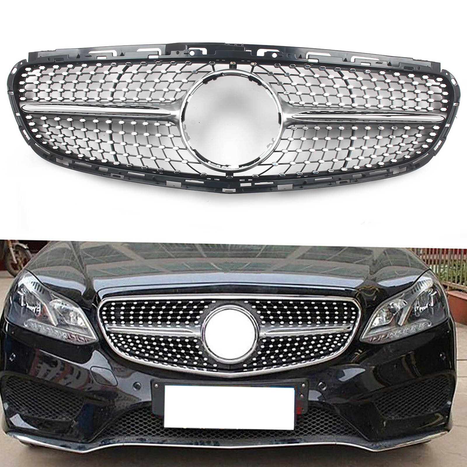 Front Bumper Grille Grill Sliver For Mercedes Benz 2014-2016 E