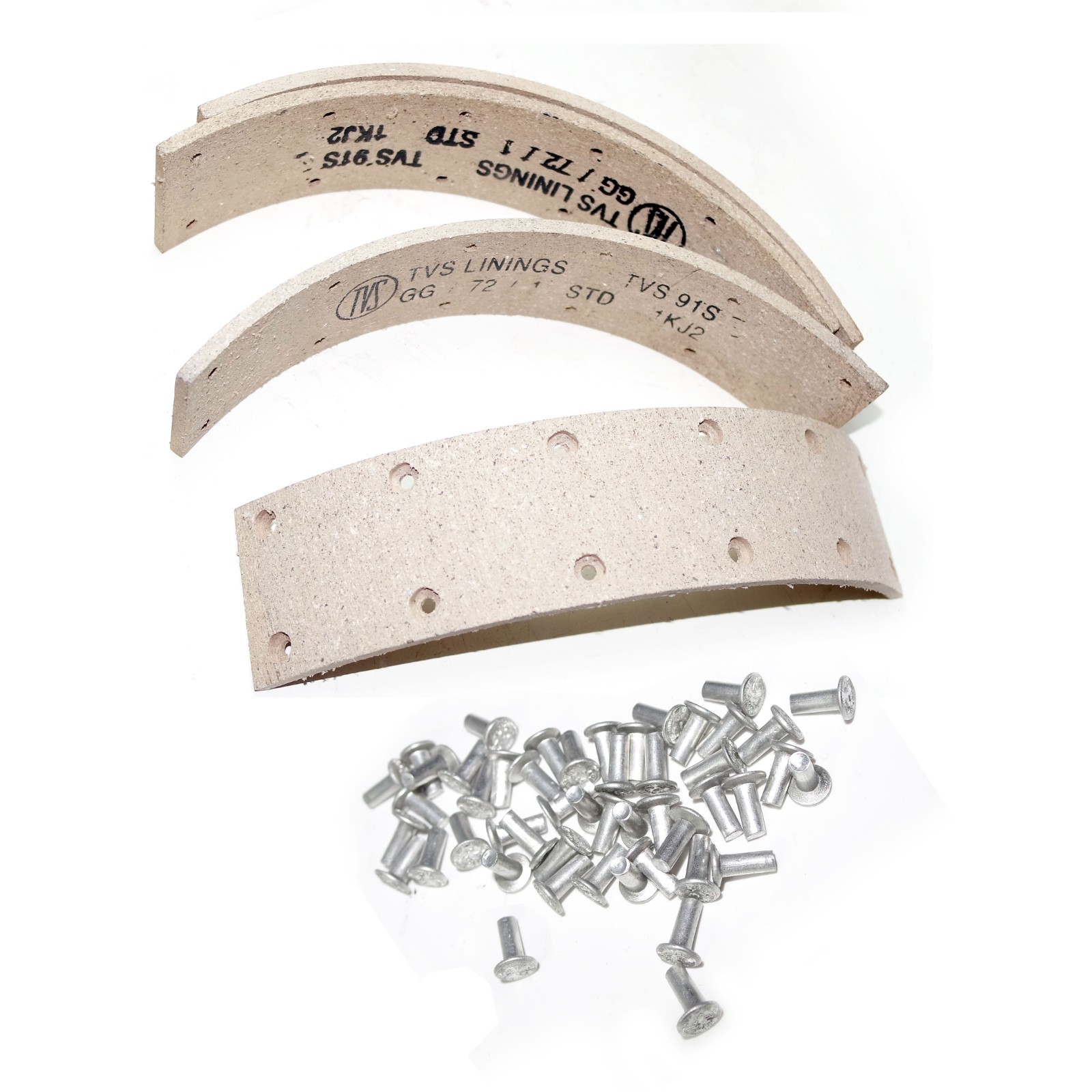 Front Brake Shoe Lining Set + Rivets Genuine For TVS Jonga 4x4 Jeeps FC 150 