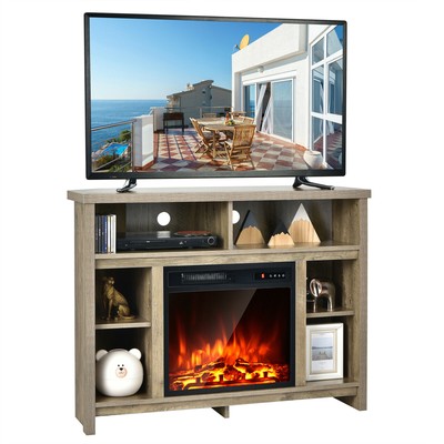 Tv Stand Storage Cabinet Electric Space Heater Natural