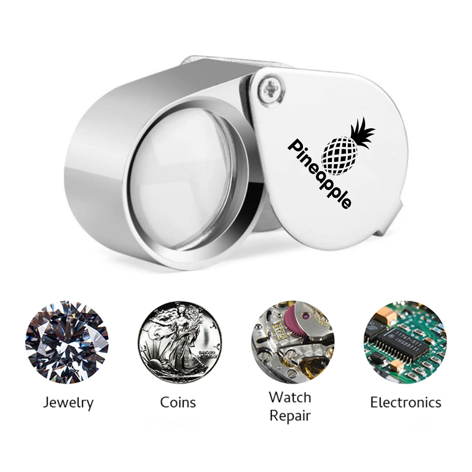 (2) 10X Jewelers Loupe Loop Magnifying Glass Magnifier Coin Jewelry Eye Pocket