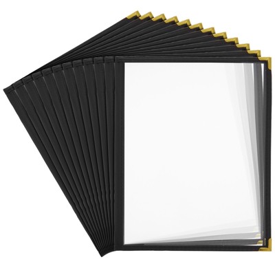 12 Pack Clear Restaurant Menu Covers with Double Panels, 8.5 x 11 In