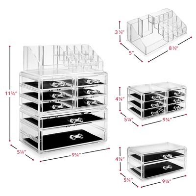 3pc Acrylic Cosmetic Makeup Organizer & Jewelry Drawer Storage Box Display Case