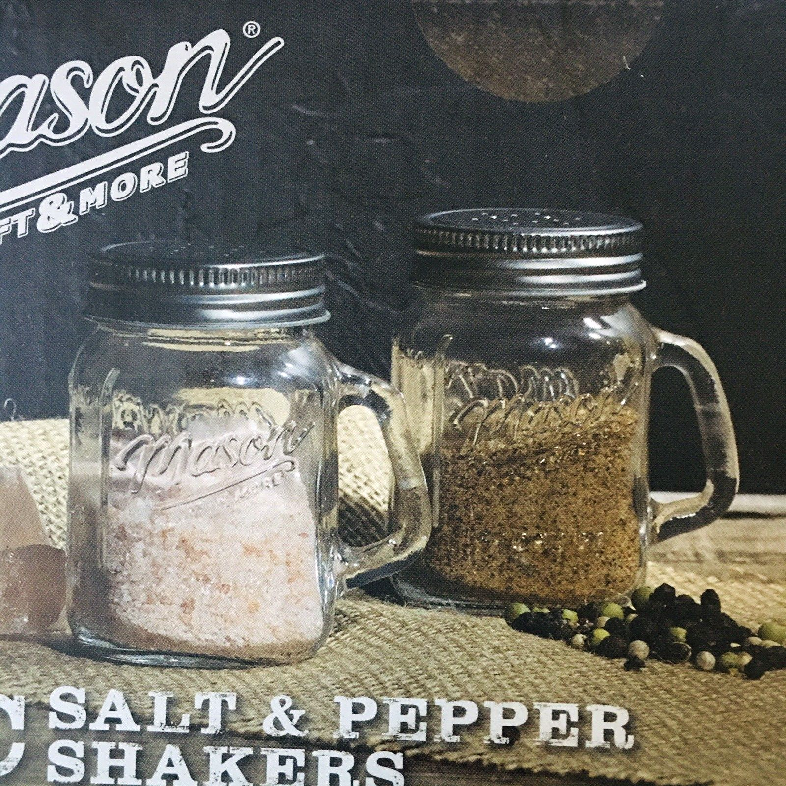 Mason Craft & More 2pc Mason Glass Jar Salt and Pepper Shakers Set H-210