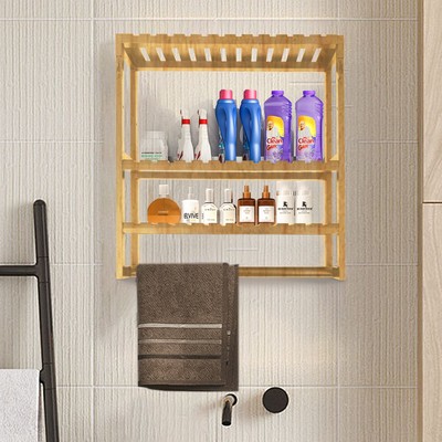 Bathroom Shelves over the Toilet Storage Shelf 3 Tier Wall Mount Shelving Bamboo