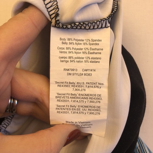 Motherhood Maternity Leggings Athletic Large Blue Stripe Full Lengthy Secret Fit