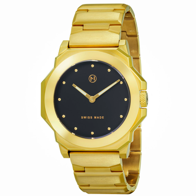 NOVE NOVE ROCKETEER GOLD BLACK WATCH - BRAND