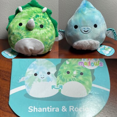 Squishmallow Flip A Mallow 8'' Shantira & Rocio PLUSH Triceratops Pterodactyl NWT