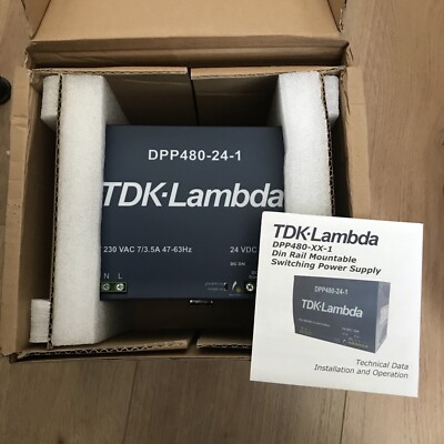 TDK-LAMBDA,DPP480-24-1,DIN RAIL POWER SUPPLY 115/230 VAC NEW