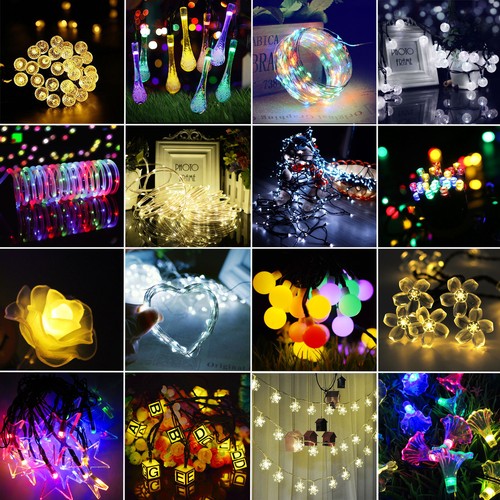 100//200 LED Solar Lichterkette Kette Weihnachtsbaumkette Außen Garten AY