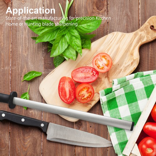 12'' Diamond Knife Sharpener Steel Honing Rod Chef Kitchen Home Sharpening Tool