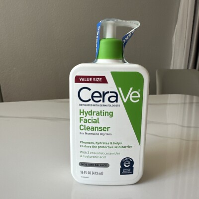 CeraVe Hydrating Facial Cleanser, Moisturizing Face Wash for Normal to Dry 16Oz