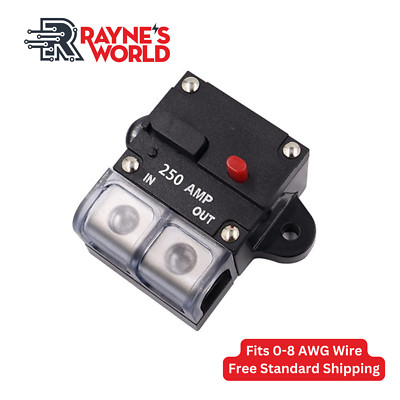 250 Amp 12-48V DC Inline Circuit Breaker with Dust Cover Car/Audio/Boat/Solar