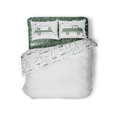 Life Is Better At The Campsite RV Queen Bed Sheet Set - Green Map Polyester Soft
