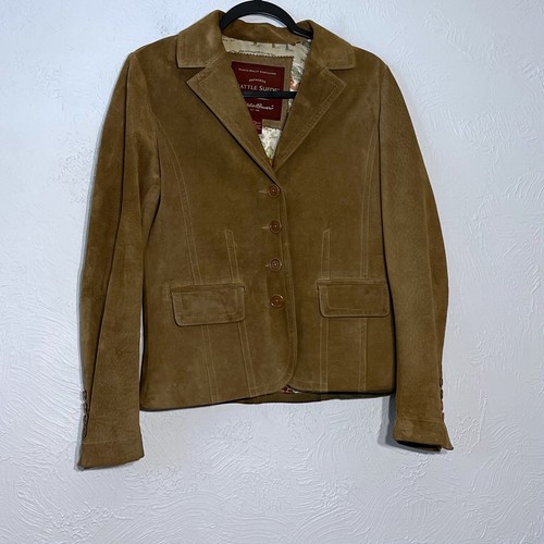 EDDIE BAUER Seattle Suede Washable Leather Jacket TAN-BUFF
