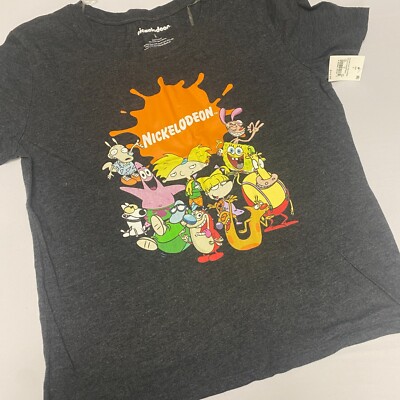 NWT Nickelodeon Unisex T-Shirt Spongebob CatDog Angelica 90's Large Heather Gray
