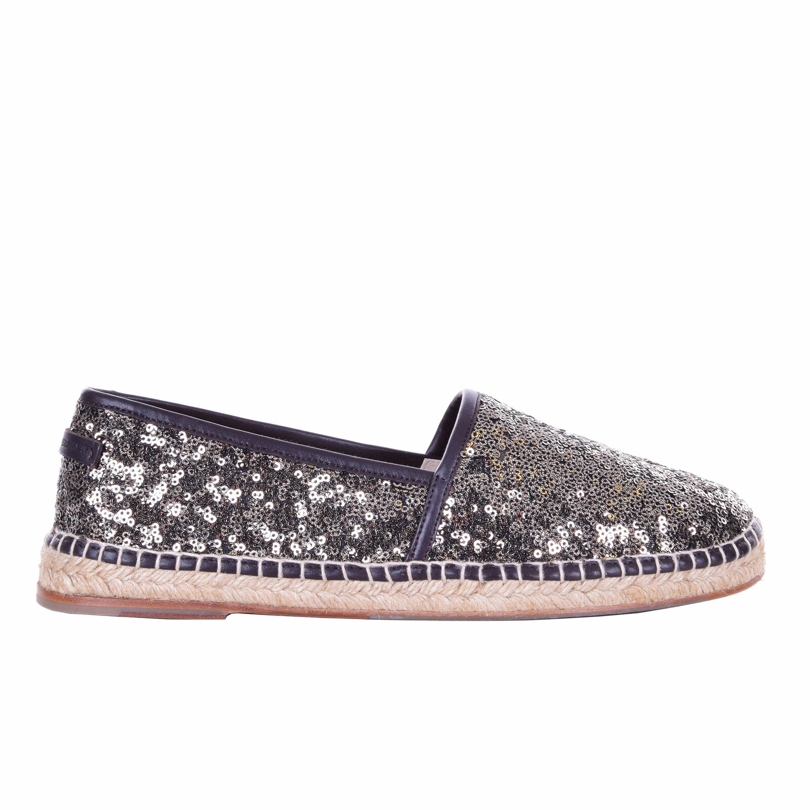 Pre-owned Dolce & Gabbana Sequins Canvas Espadrilles Shoes Tremiti Gold Beige 08125