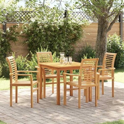 Dining Chair 4 pcs Brown 62 x 55 x 94 cm Solid Teak Wood