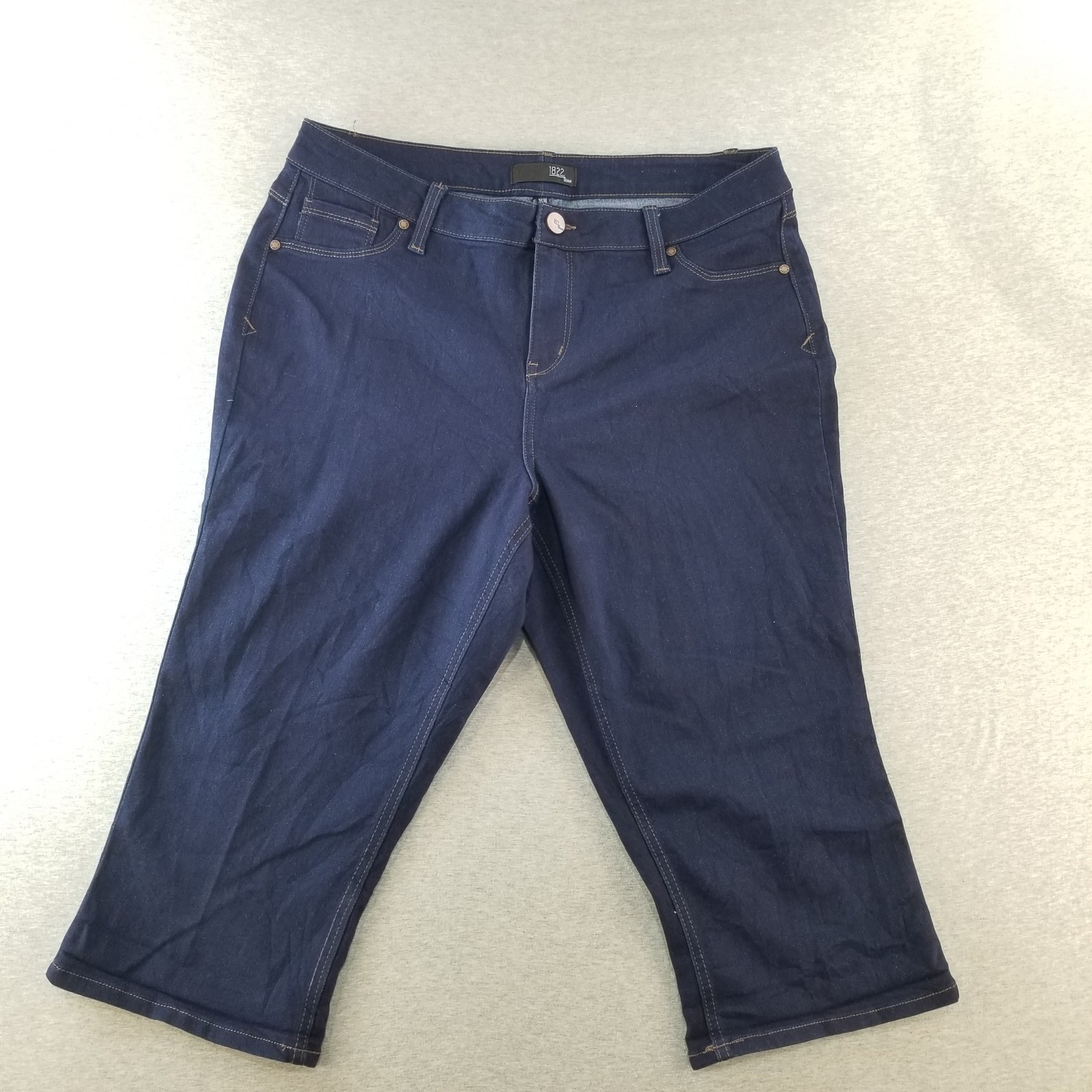 1822 Denim Jeans Women's Sz 16 W Dark Blue Wash Capri Stretch Comfort Normcore