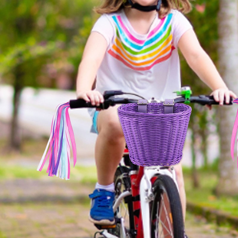 Kids Bike Accessories Children's Bike Handlebar Wicker Basket Colorful for Kids