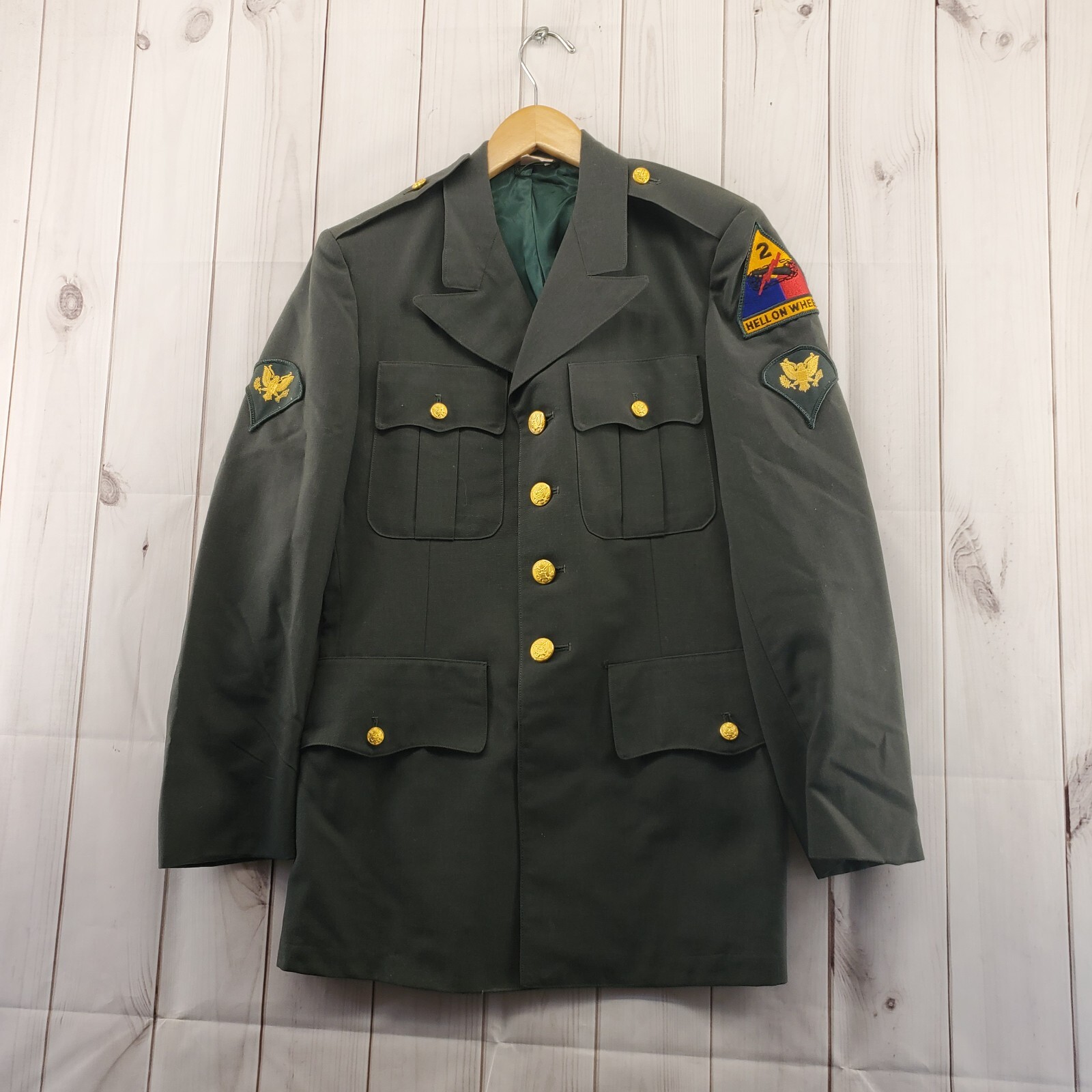 Vintage Military Jacket Mens 36R Army Uniform Hell On Wheels
