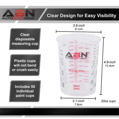ABN Resin Supplies - 50pk 20oz Auto Paint Measuring Cups and Mixing Sticks