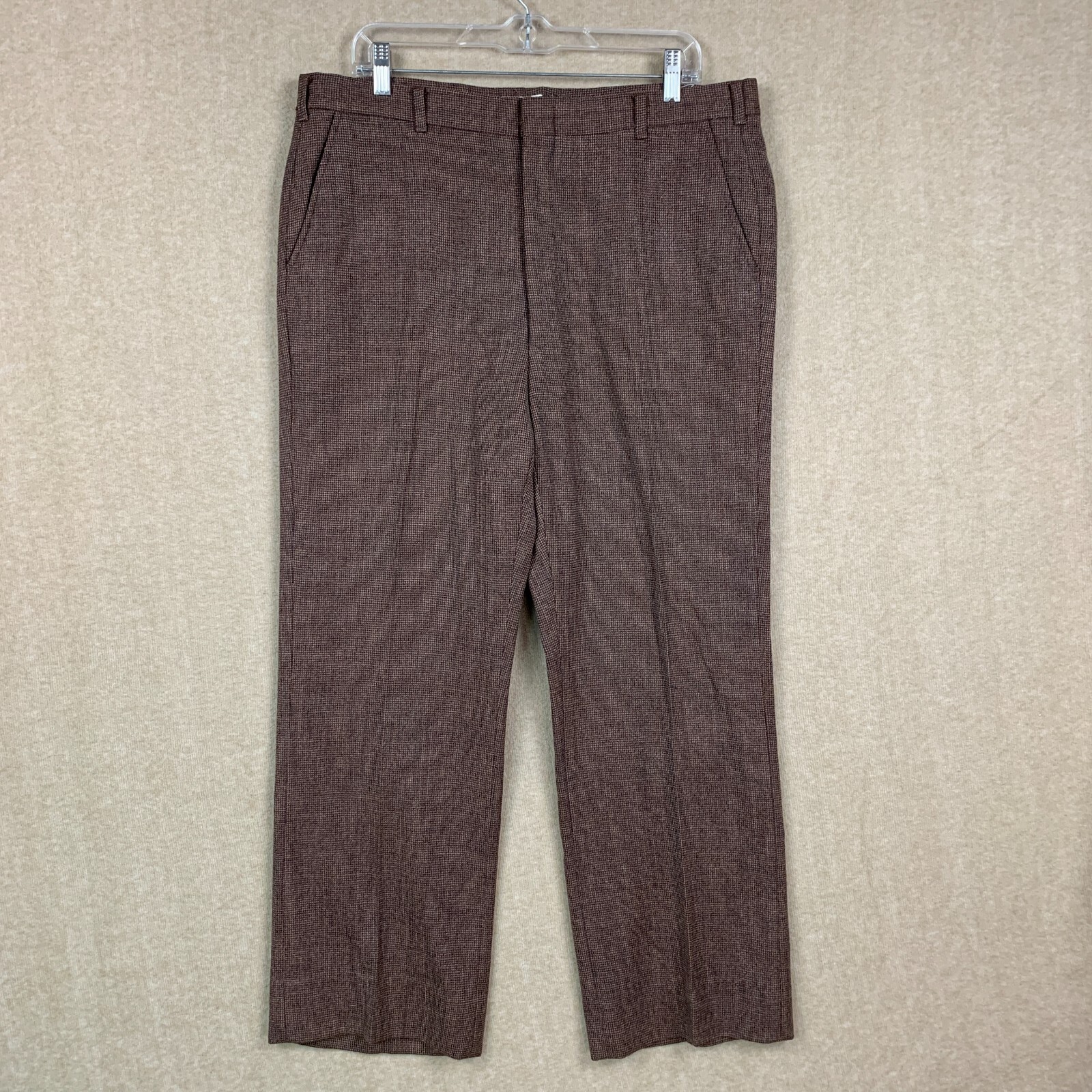 Vintage 1970s Pants 36x29 1980s Men Wool Trouser Straight