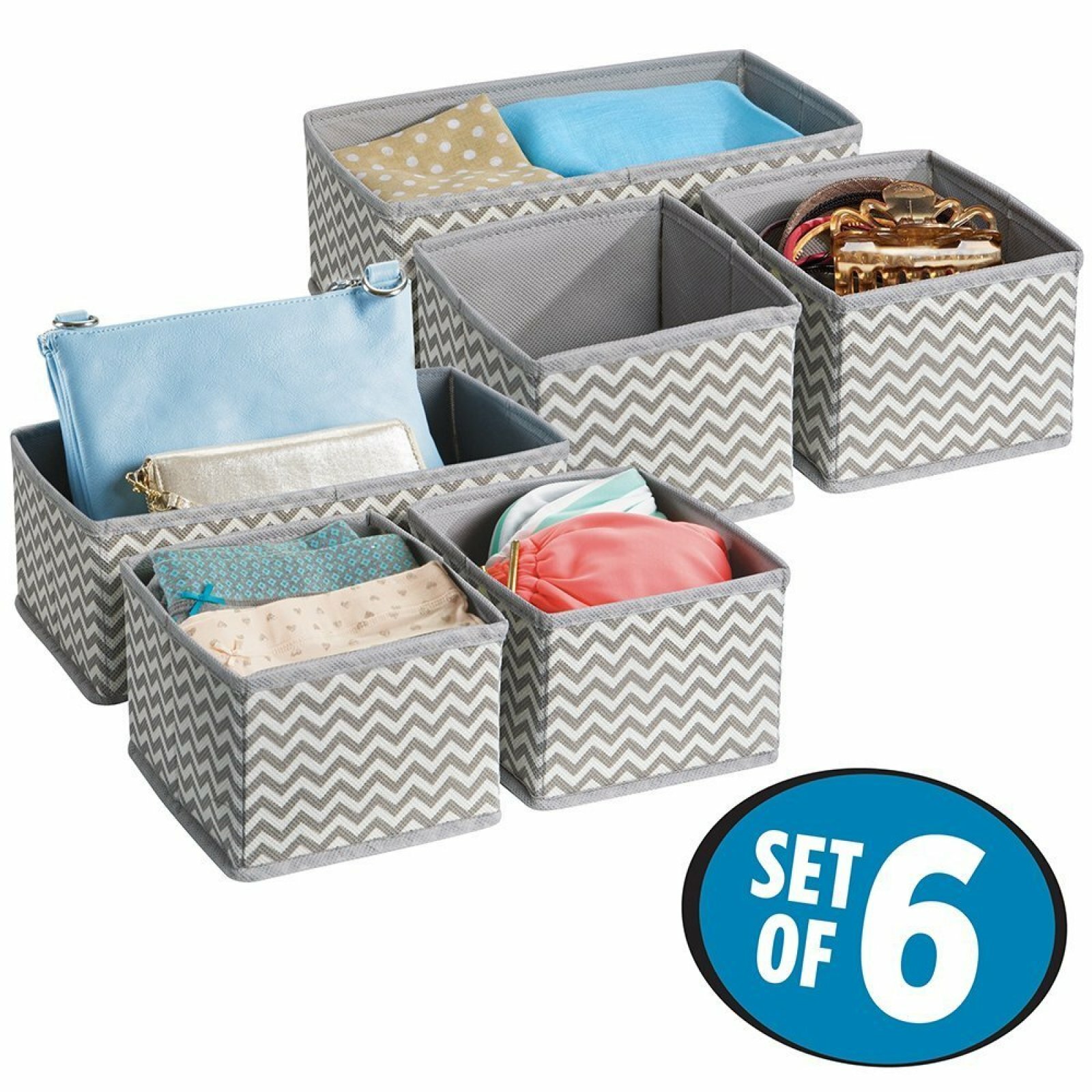 Mdesign Fabric Storage Boxes Suitable For Dressers Drawers And