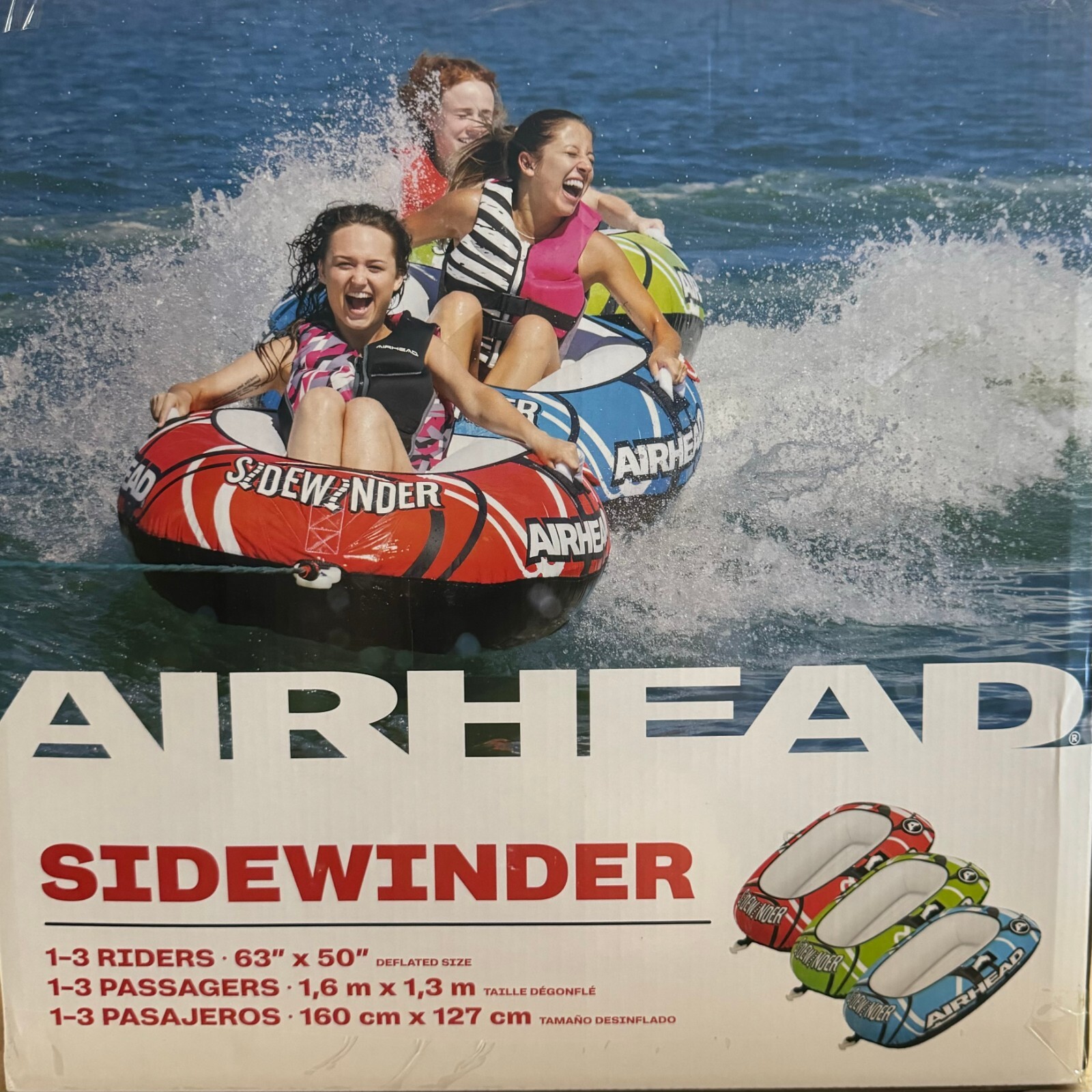 Airhead Sidewinder Towable 3 Rider Tube for Boating and Airhead Sidewinder Towable 3 Rider Tube for Boating and